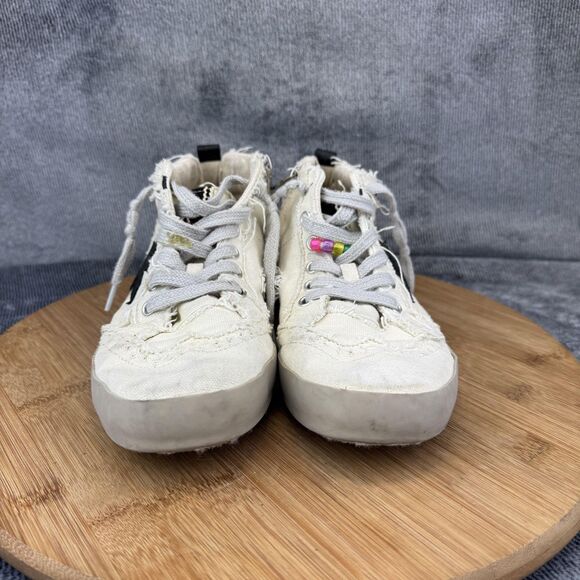 SHU SHOP Paulina Shoes Youth Size 4 White Black Star High Top Zip Distressed - Picture 2 of 11